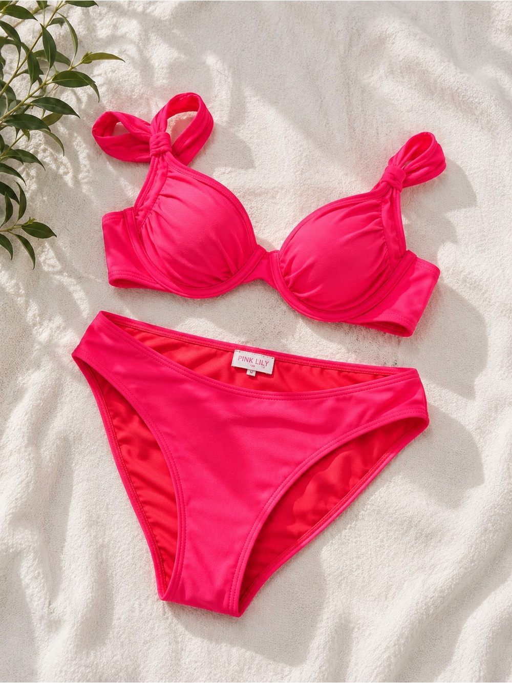 NWOT Pink Lily Neon Pink Underwire Bikini Set